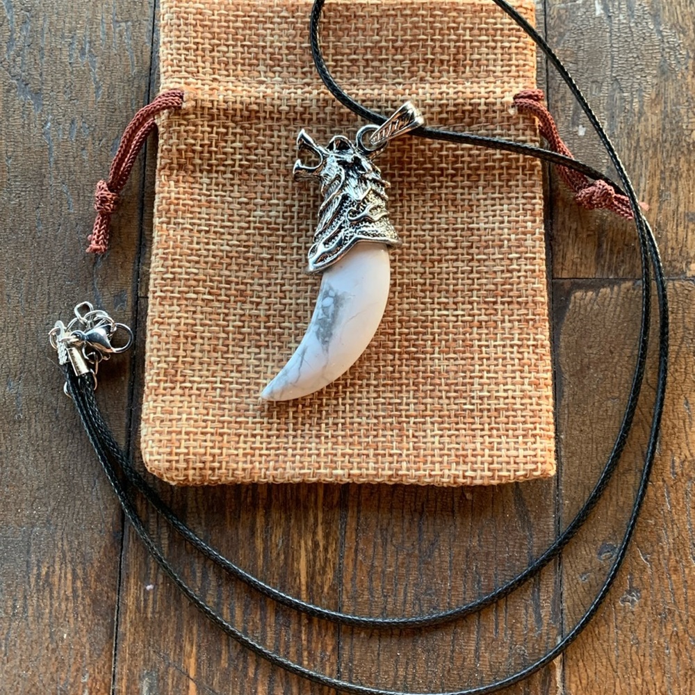 Howlite Pendant | Mens Crystal Necklace | Boyfriend Gift | Crystals For Men
